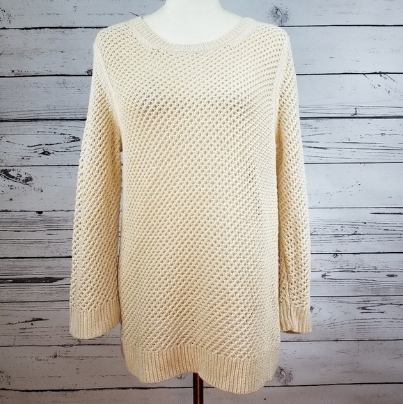 Ann Taylor Petite cream ivory open knit sweater - Picture 3 of 9
